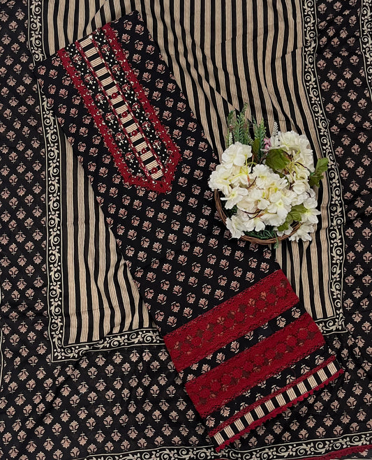 1A Cotton Black Suit Fabric / CKC Cotton Bazaar