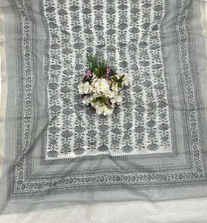 975 Cotton White With Black Suit Fabric / CKC Cotton Bazaar