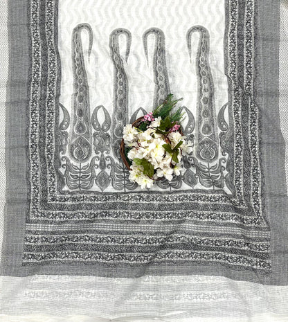 974 Cotton White With Black Suit Fabric / CKC Cotton Bazaar