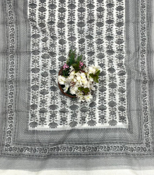 973 Cotton White With Black Suit Fabric / CKC Cotton Bazaar
