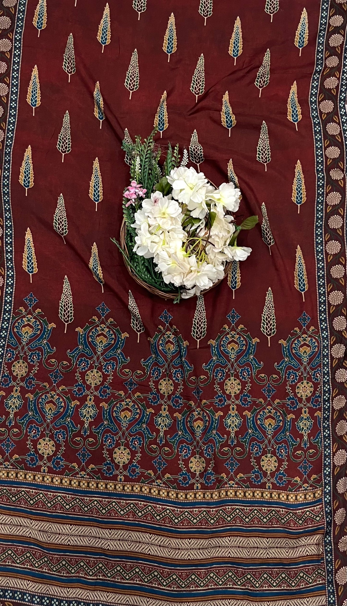 981 Modal Dark Blue With Dark Red  Suit Fabric / CKC Muslin Suits