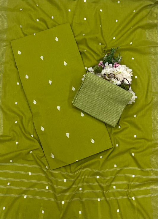 66A Cotton Mehndi Green Suit Fabric / CKC Cotton Bazaar
