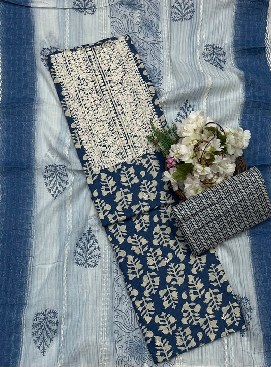 59A Cotton Teal Blue Suit Fabric / CKC Cotton Bazaar