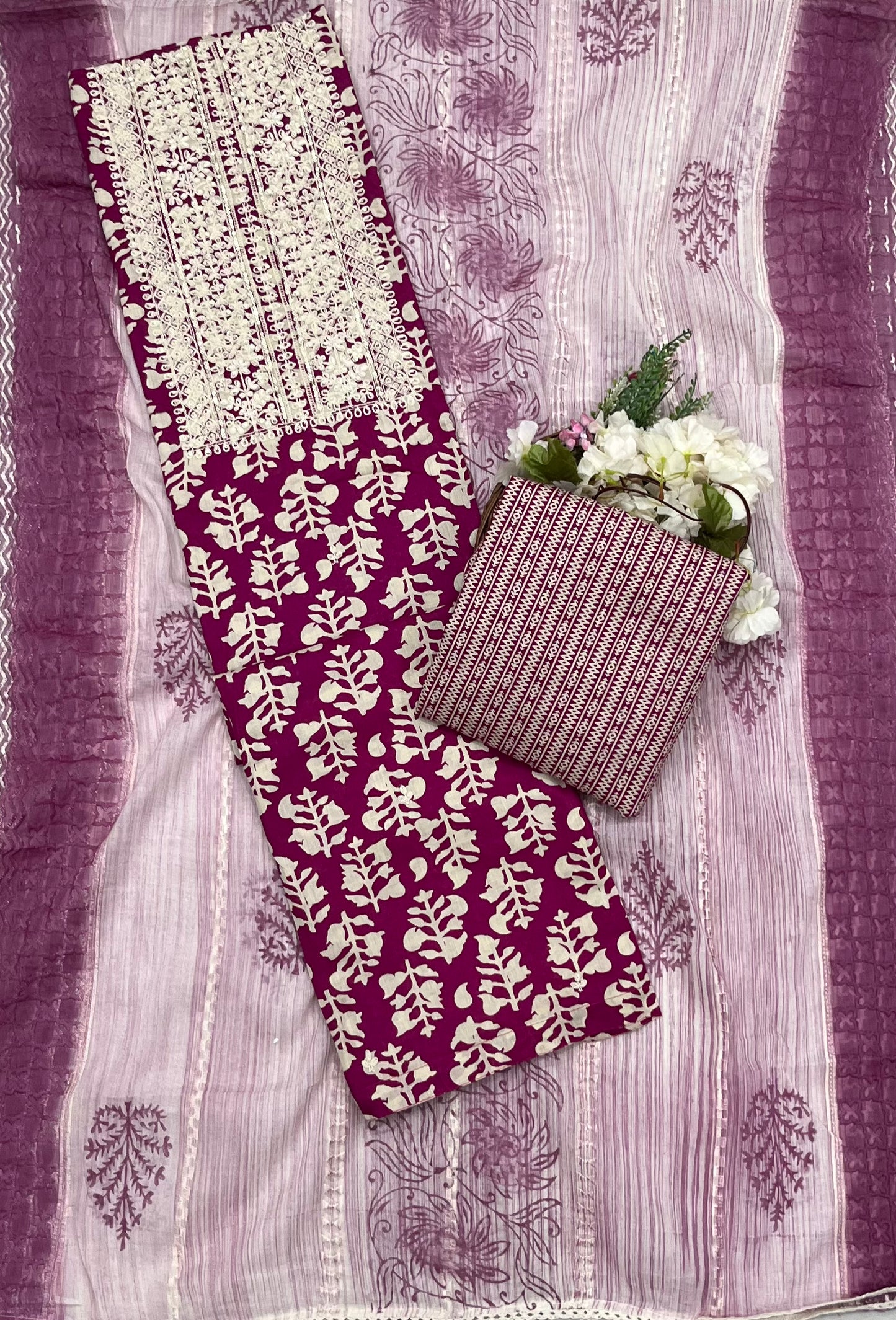 60A Cotton Dark Pink Suit Fabric / CKC Cotton Bazaar