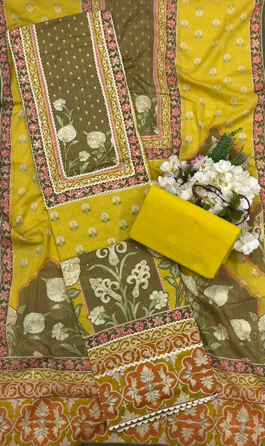52A Cotton Yellow Suit Fabric / CKC Cotton Bazaar