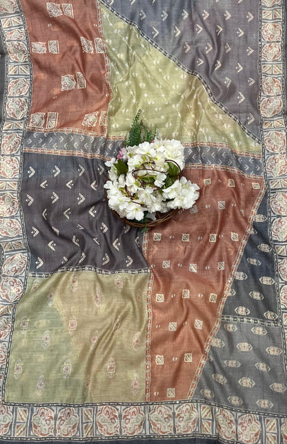 28A Mul Chanderi Dusty Grey Suit Fabric/ CKC Mul Cotton