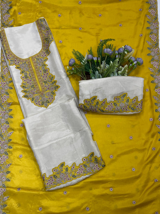 158C Silk Cream With Lemon  Suit Fabric / CKC Partywear Collection