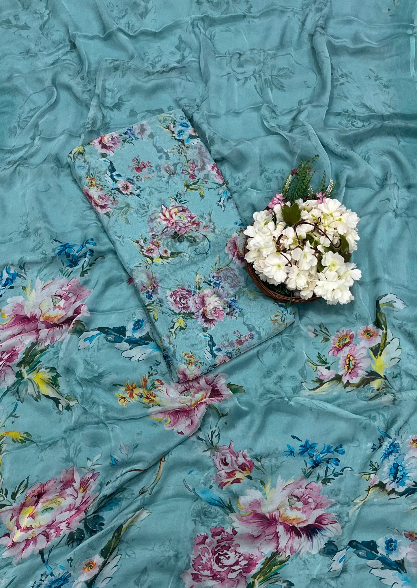 84A Chiffon Ice Blue Suit Fabric / CKC Chiffon Suits