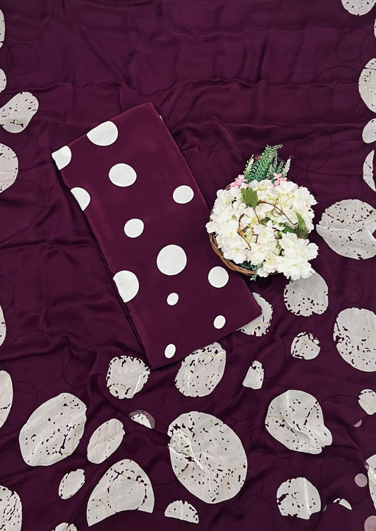 98 A Crepe Polka Wine Suit Fabric/ CKC Polka Story