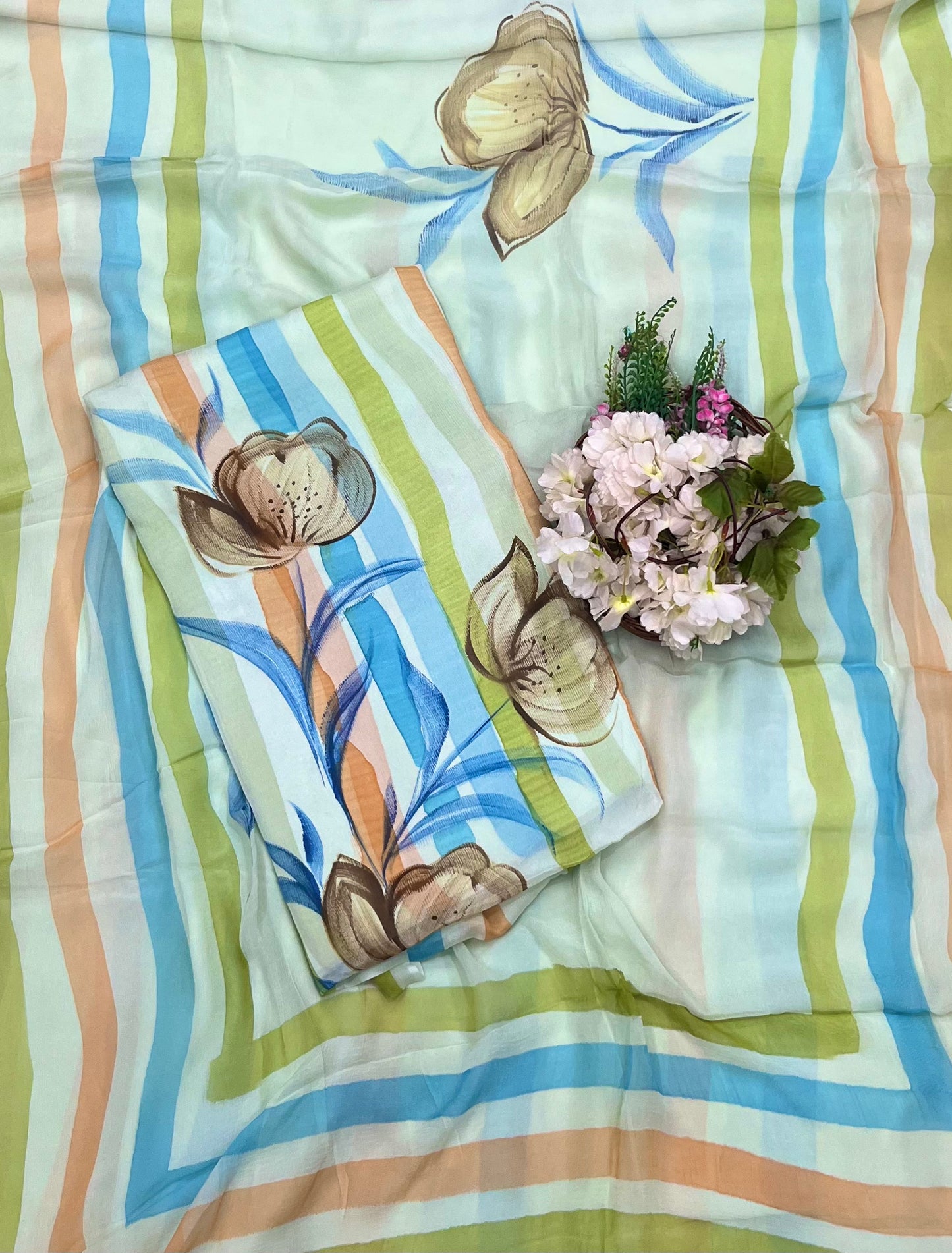 206A Chinon Sea Green Suit Fabric/ CKC Hand Painted Suits