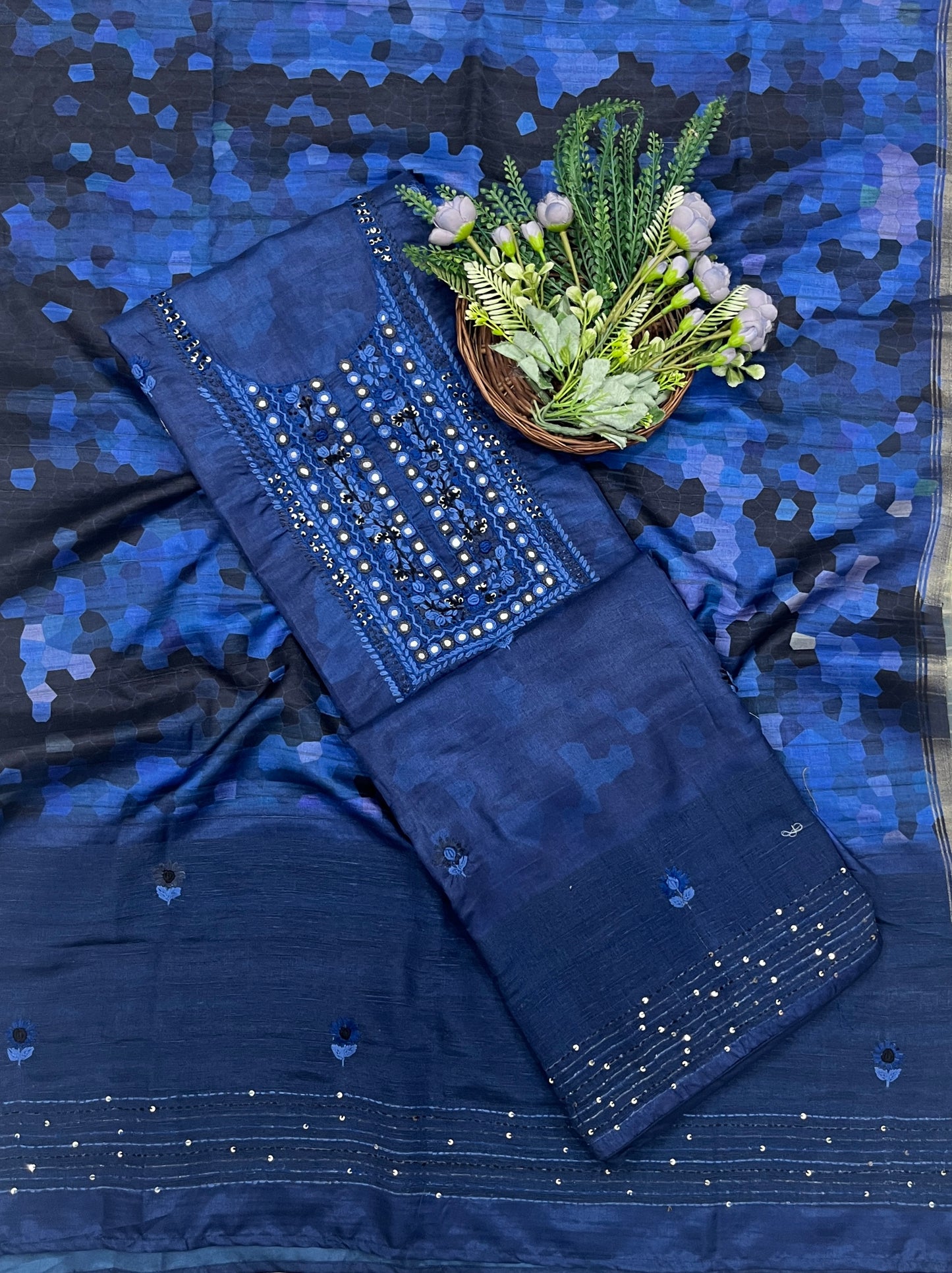 226C Tassar Cotton Navy Blue Fabric/ CKC Tassar Suits
