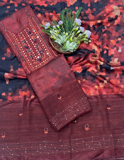 223C Tassar Cotton Rust Red Suit Fabric/ CKC Tassar Suits