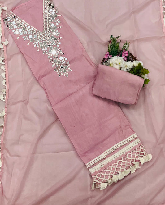 153A  Mul Cotton Dusty Peach Suit Fabric/ CKC Mul Cotton