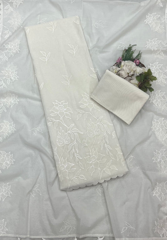 150A  Mul Cotton Cream Suit Fabric/ CKC Mul Cotton