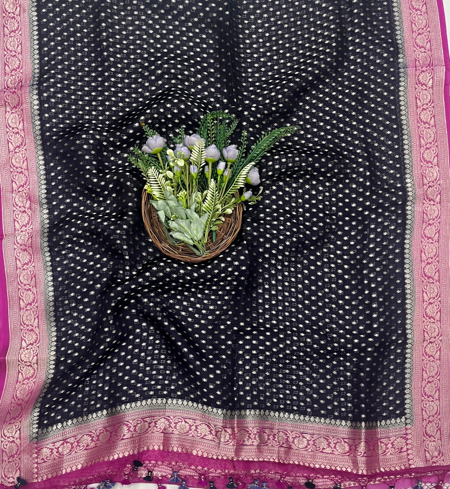 286C Pure Mul Cotton Hot Pink With Navy Blue Suit Fabric / CKC Mul Cotton