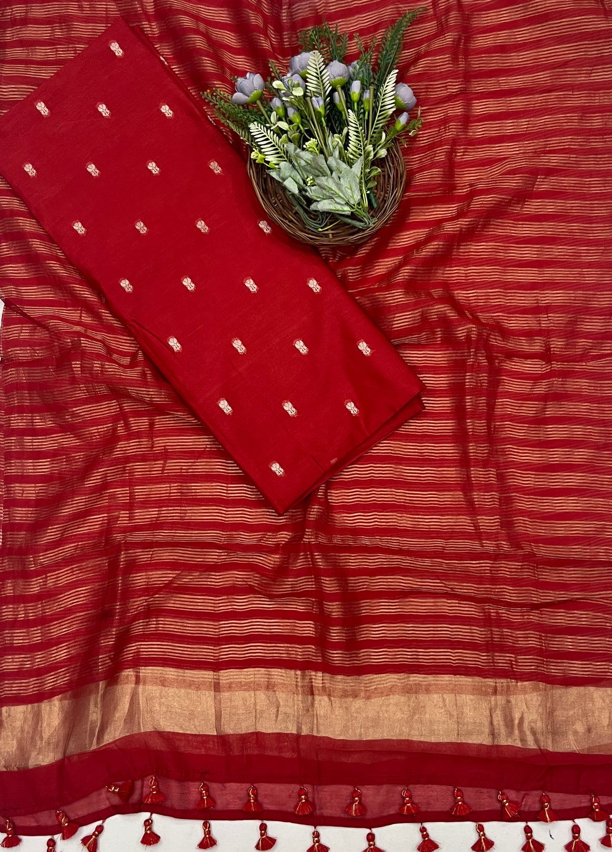 281C Pure Mul Cotton Red Suit Fabric / CKC Mul Cotton