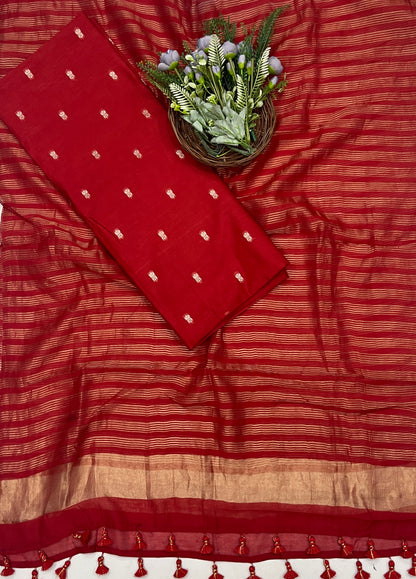 281C Pure Mul Cotton Red Suit Fabric / CKC Mul Cotton