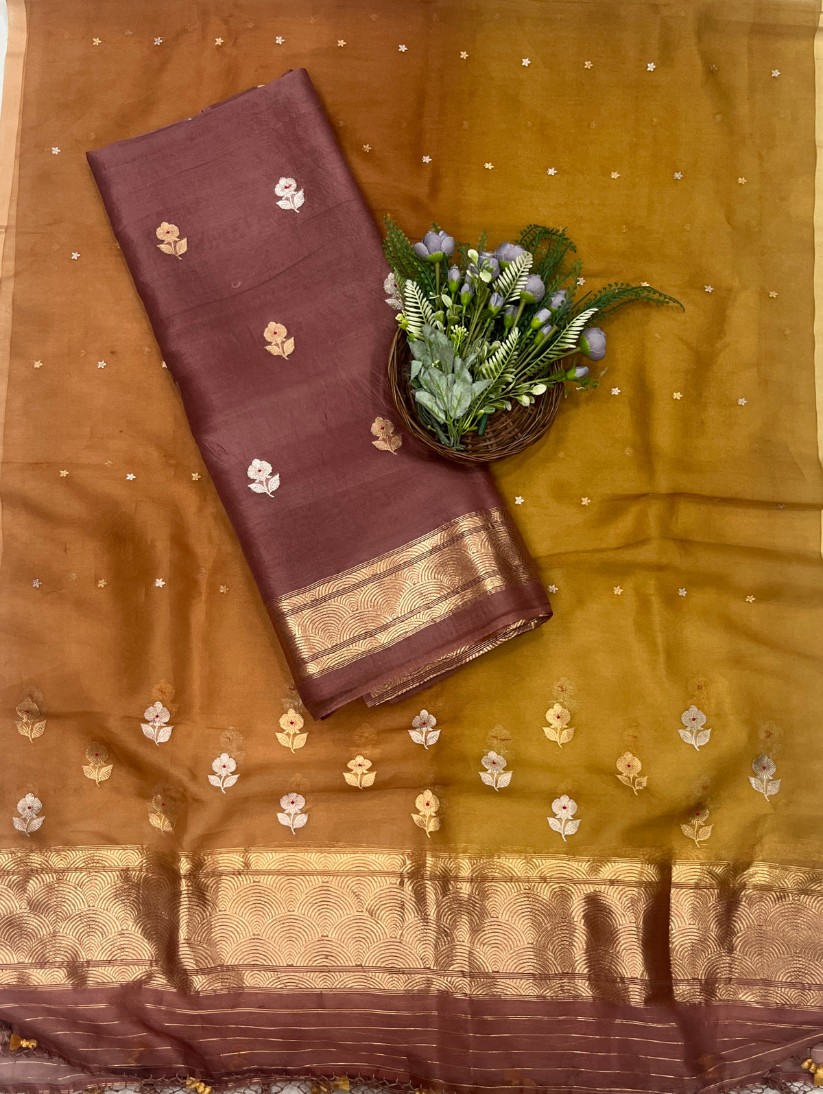 278C Organza Peach  Suits Fabric/ CKC Banarasi Edit