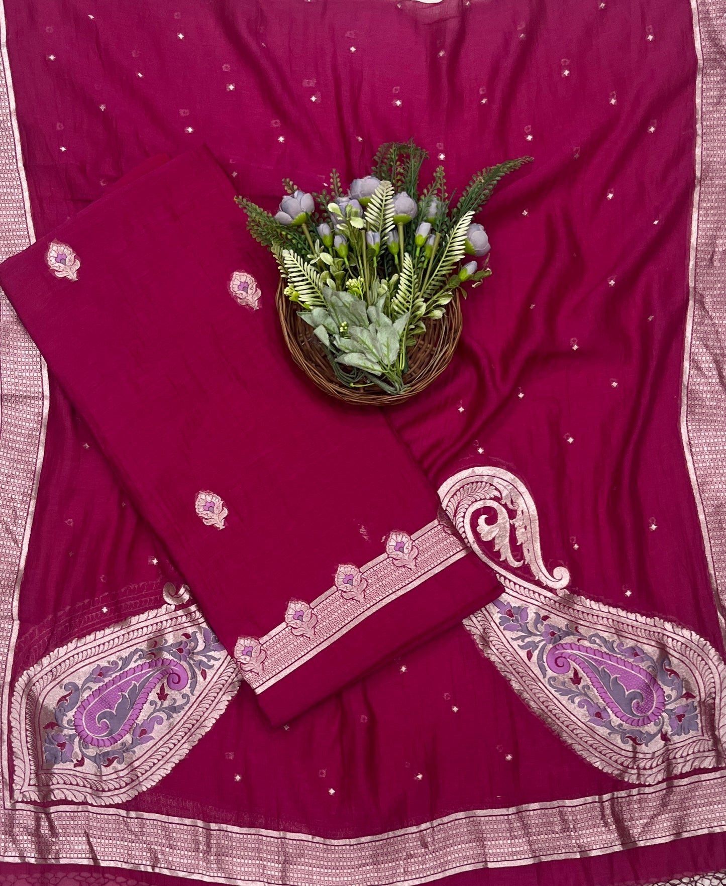 239C Pure Mul Cotton Magenta Suit Fabric / CKC Mul Cotton