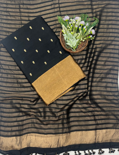 284C Pure Mul Cotton Black Suit Fabric / CKC Mul Cotton