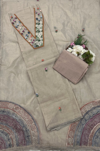 क्रेप गुलाबी सूट संग्रह / हाथ से पेंट किए गए सूट