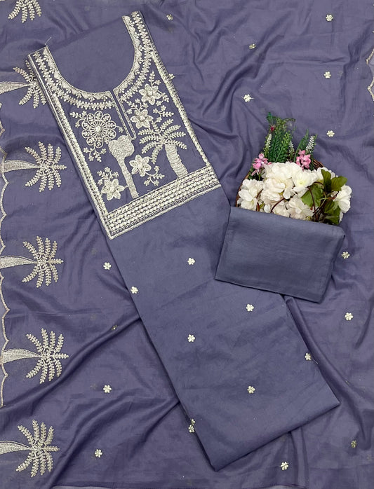 125A Mul Cotton Lilac Suit Fabric/ CKC Mul Cotton