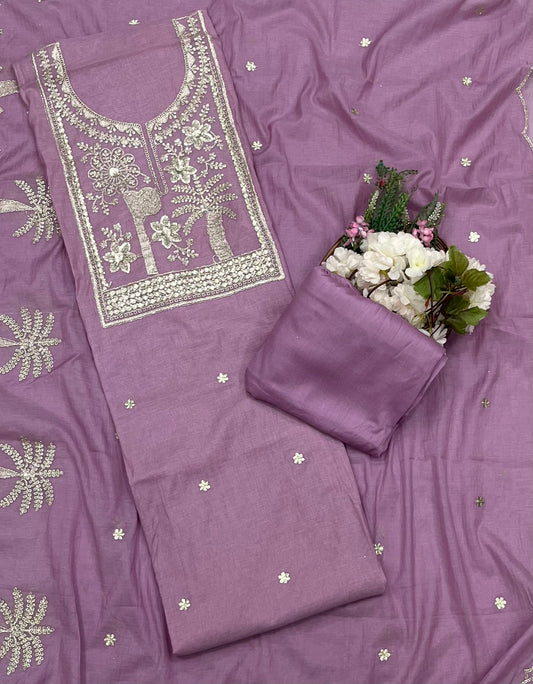 127A Mul Cotton Light Lilac Suit Fabric/ CKC Mul Cotton