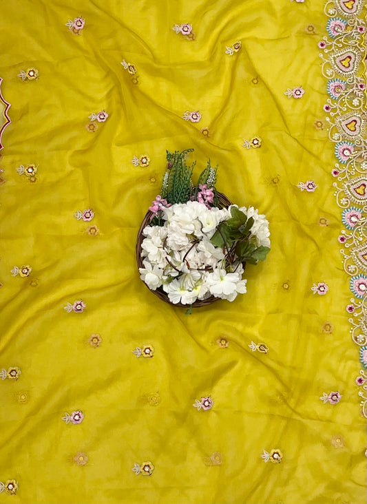 105 A Cotton Silk Yellow Suit Fabric/ CKC Partywear Collection
