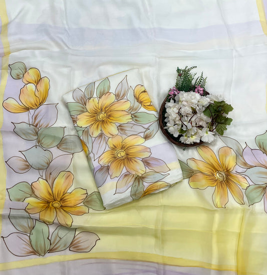 120 A Chinon Jacquard Yellow Suit Fabric / CKC Phoolon Ka Ghar