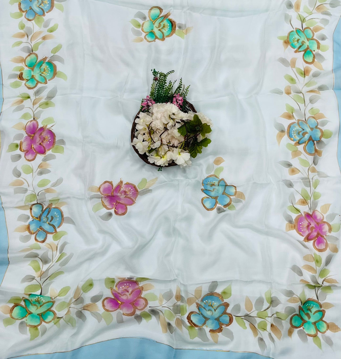 136A Chinon Jacquard Sea Blue Suit Fabric / CKC Phoolon Ka Ghar