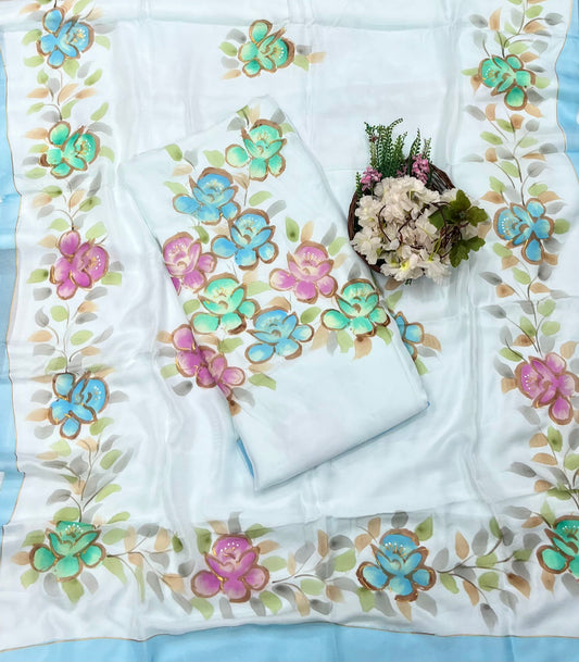 136A Chinon Jacquard Sea Blue Suit Fabric / CKC Phoolon Ka Ghar