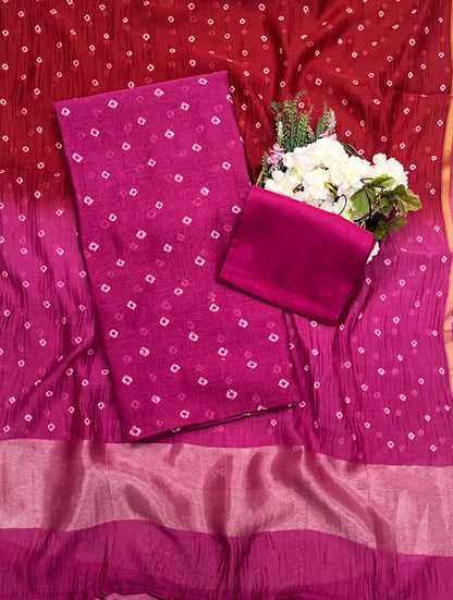 171A Jaipuri Mal Cotton Magenta Suit Fabric / CKC Jaipuri Suits