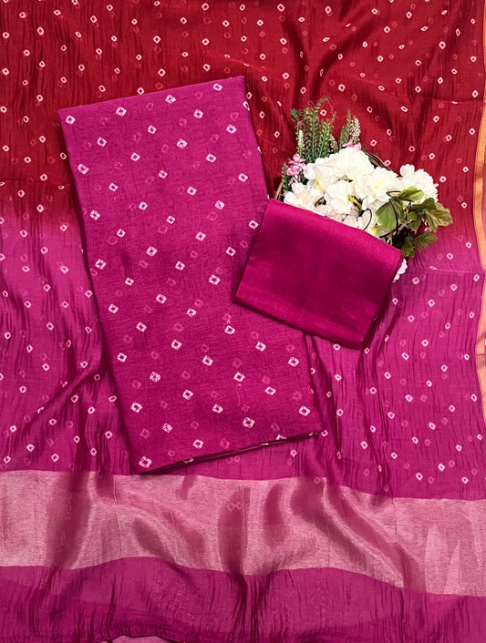171A Jaipuri Mal Cotton Magenta Suit Fabric / CKC Jaipuri Suits