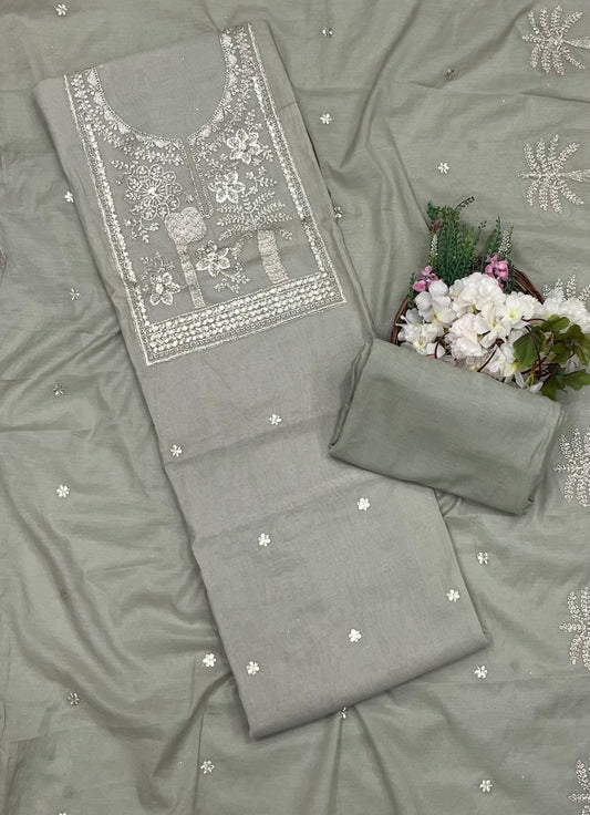 128A Mul Cotton Light Pista Green  Suit Fabric/ CKC Mul Cotton