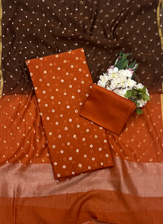 172A Jaipuri Mal Cotton Rust Brown Suit Fabric / CKC Jaipuri Suits