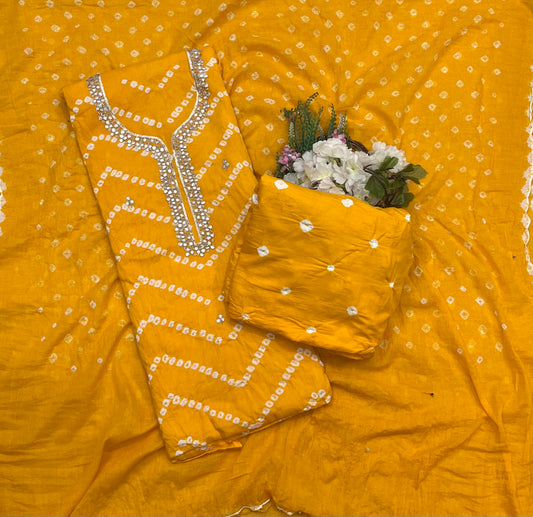 177A Jaipuri Cotton Yellow Suit Fabric / CKC Jaipuri Suits