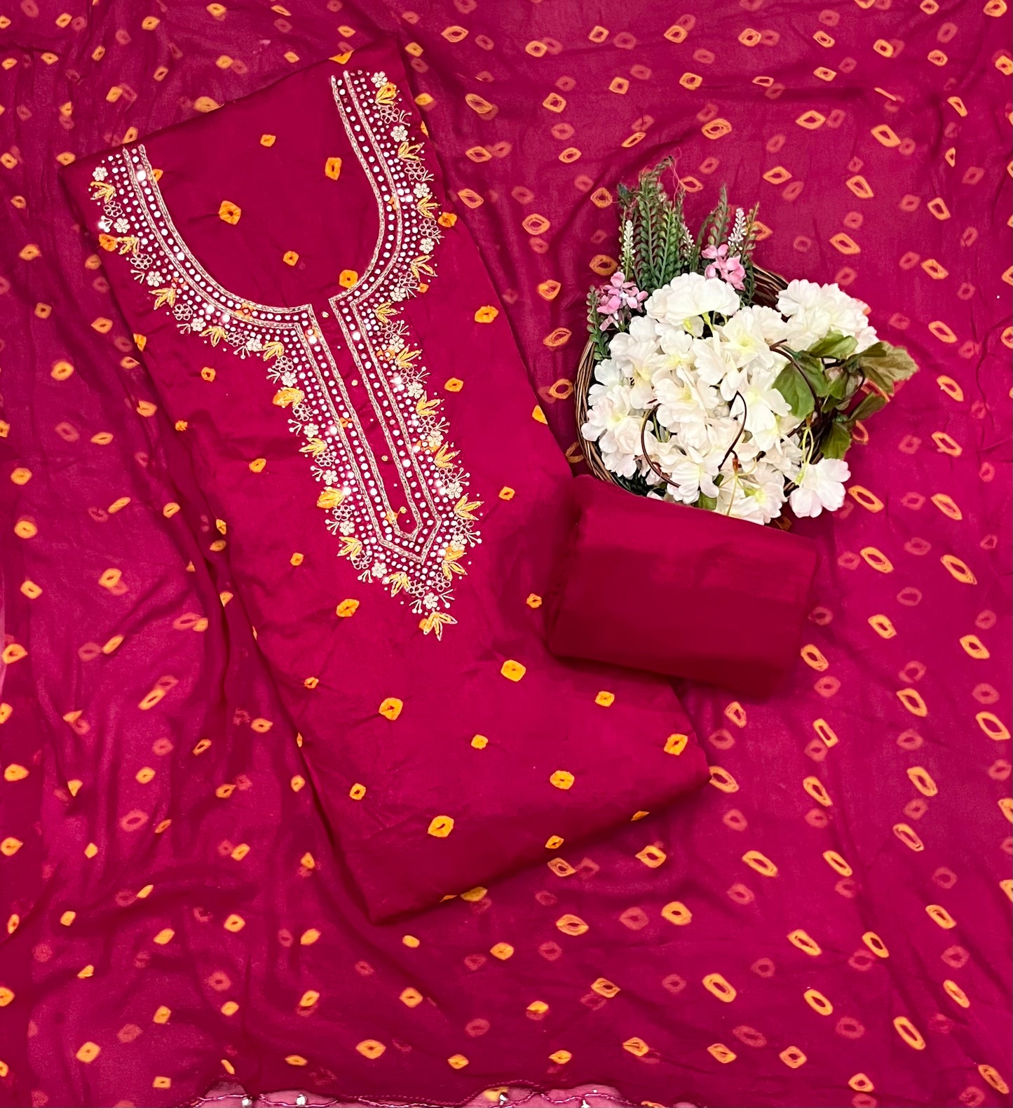 183A Jaipuri Cotton Magneta Suit Fabric / CKC Jaipuri Suits