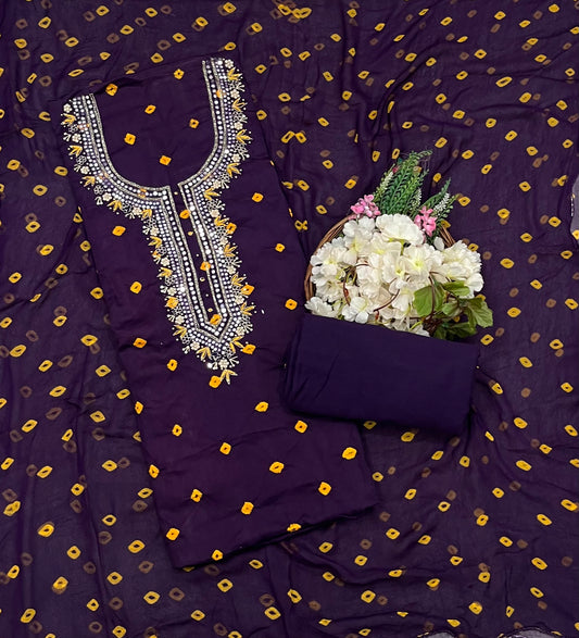 182A Jaipuri Cotton Dark Purple Suit Fabric / CKC Jaipuri Suits