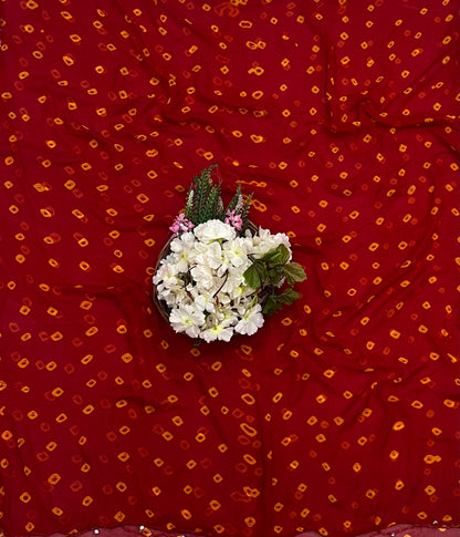 185A Jaipuri Cotton Red Suit Fabric / CKC Jaipuri Suits