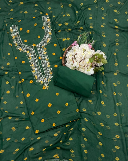 184A Jaipuri Cotton Green Suit Fabric / CKC Jaipuri Suits