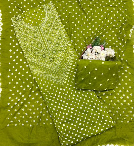 181A Jaipuri Cotton Green Suit Fabric / CKC Jaipuri Suits