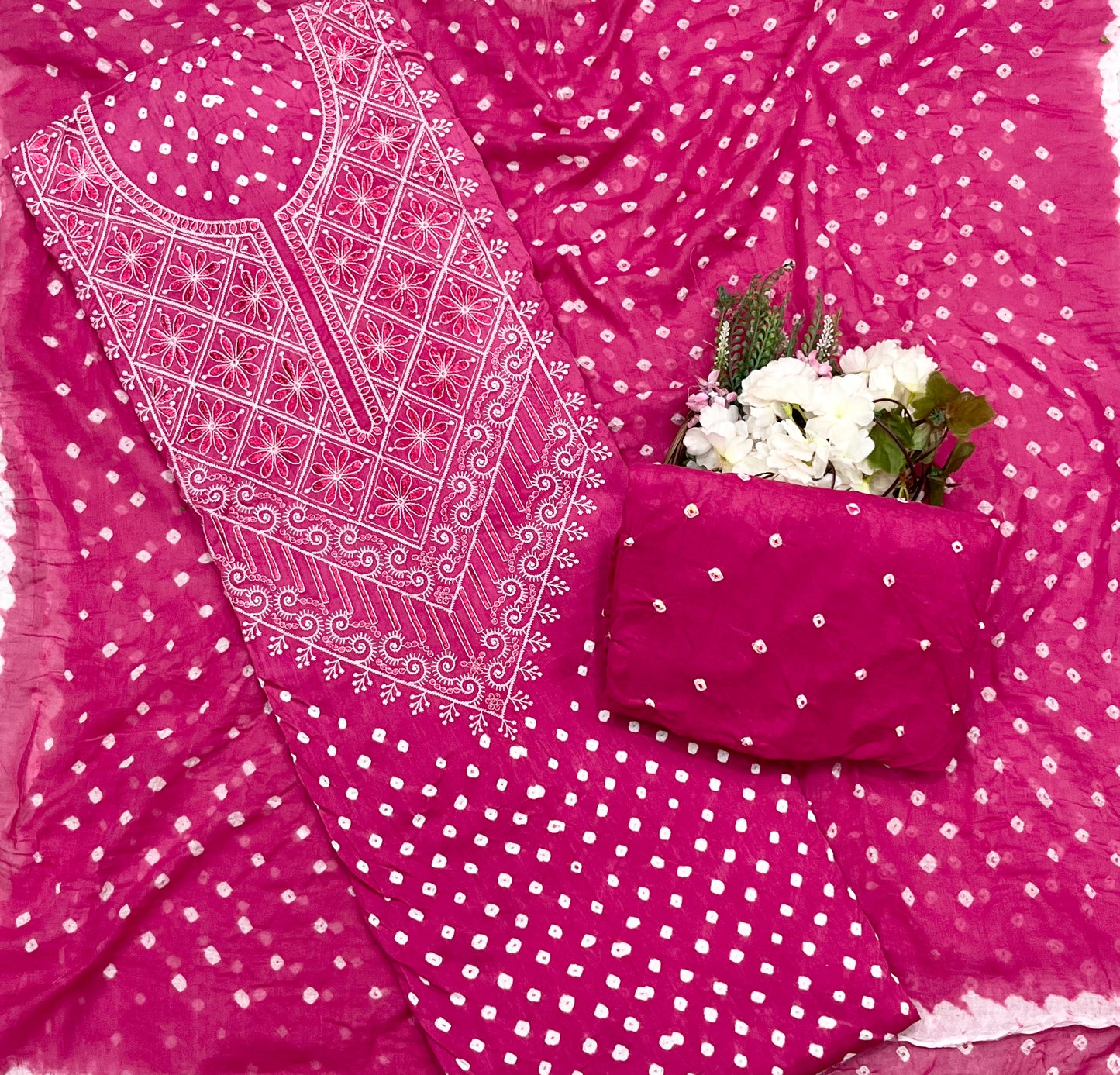 180A Jaipuri Cotton Pink Suit Fabric / CKC Jaipuri Suits