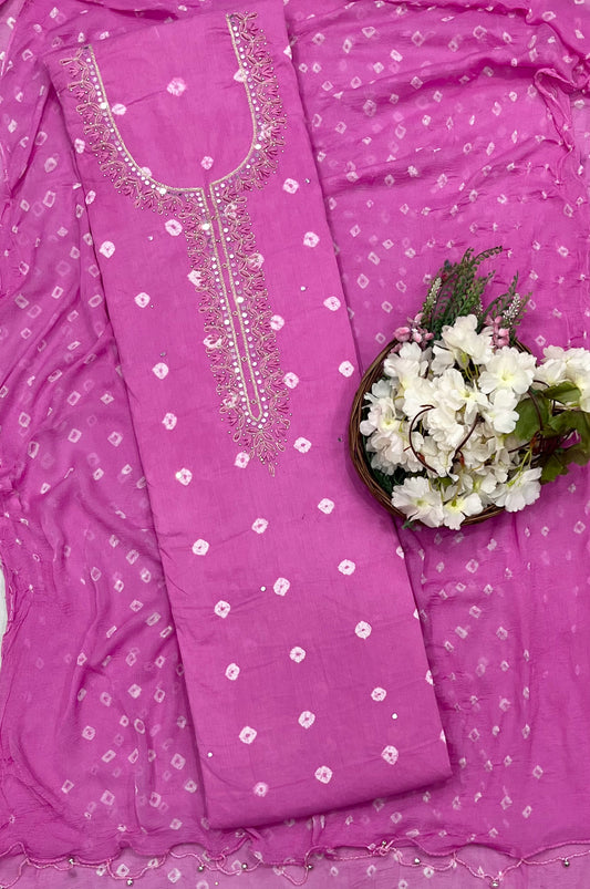 188A Jaipuri Cotton Pink Suit Fabric / CKC Jaipuri Suits