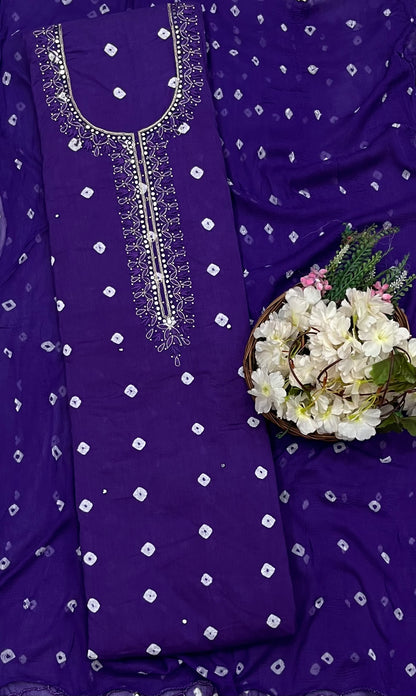 186A Jaipuri Cotton Purple Suit Fabric / CKC Jaipuri Suits