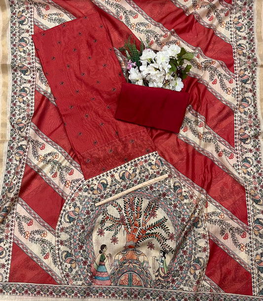 200A Mul Cotton Carrot Red suit Fabric/ CKC Mul Cotton