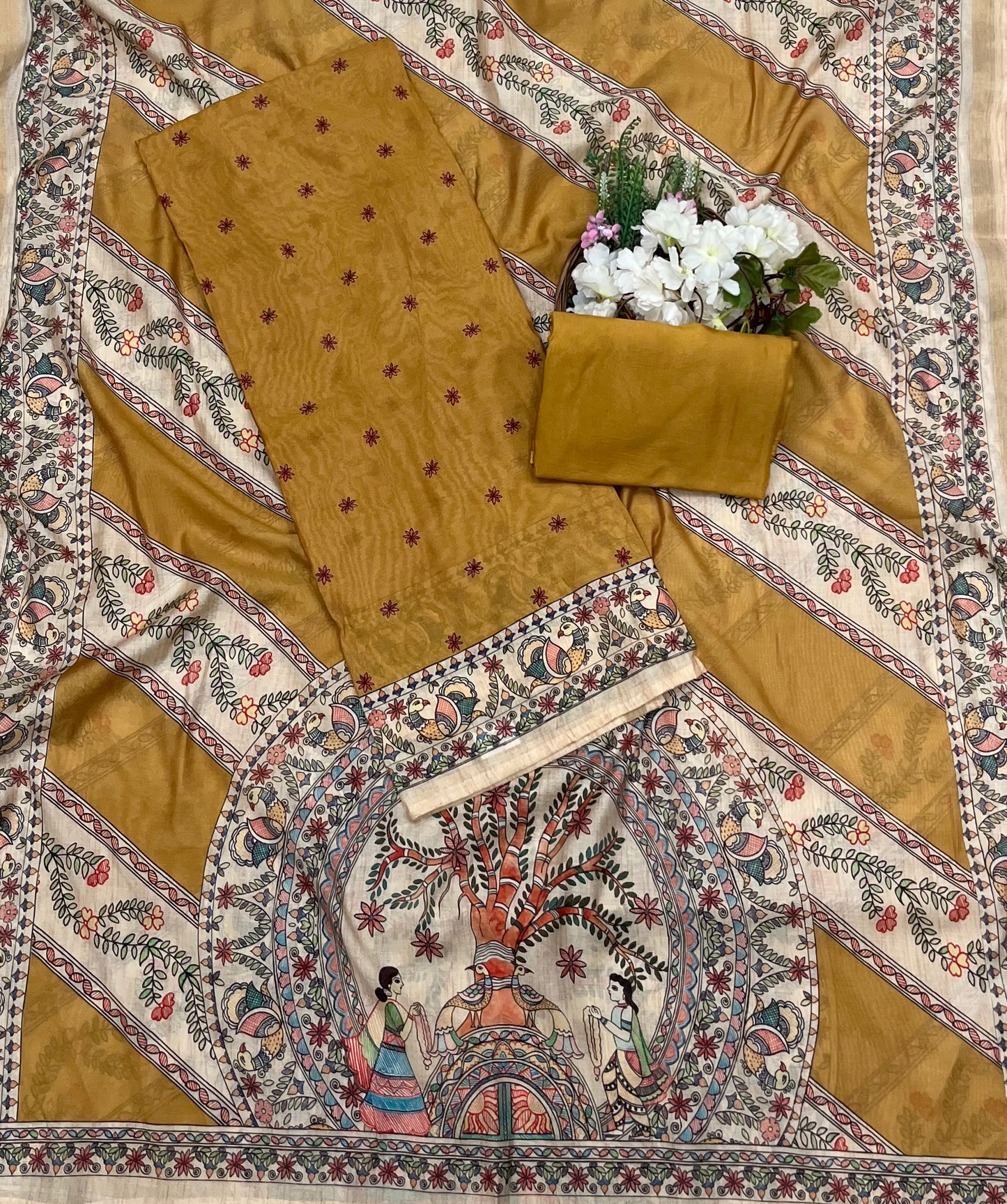 199A Mul Cotton Dusty Musturd suit Fabric/ CKC Mul Cotton
