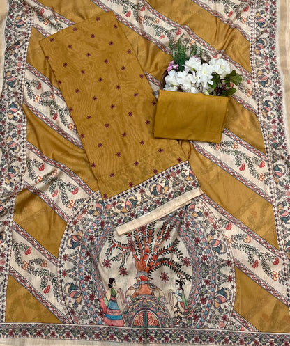 199A Mul Cotton Dusty Musturd suit Fabric/ CKC Mul Cotton