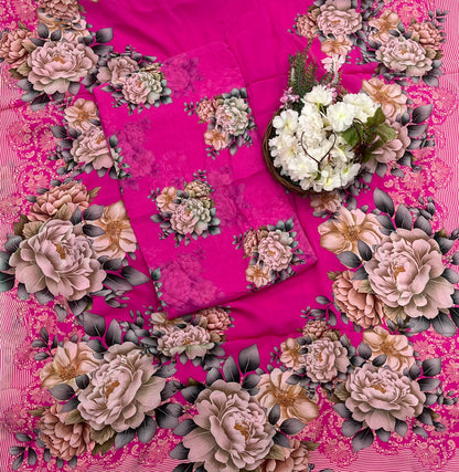 218A Georgette Hot Pink Suit Fabric / CKC Georgette Suits
