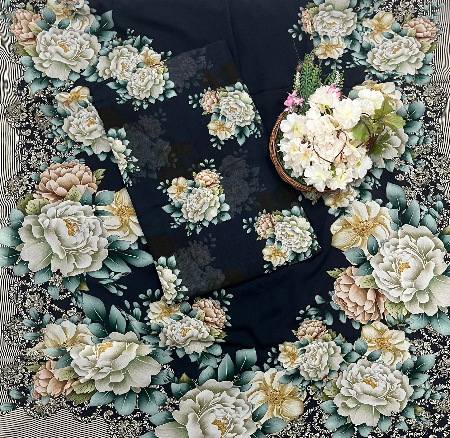 217A Georgette Black Suit Fabric / CKC Georgette Suits