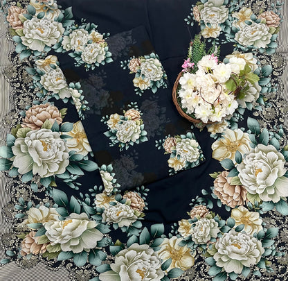 217A Georgette Black Suit Fabric / CKC Georgette Suits